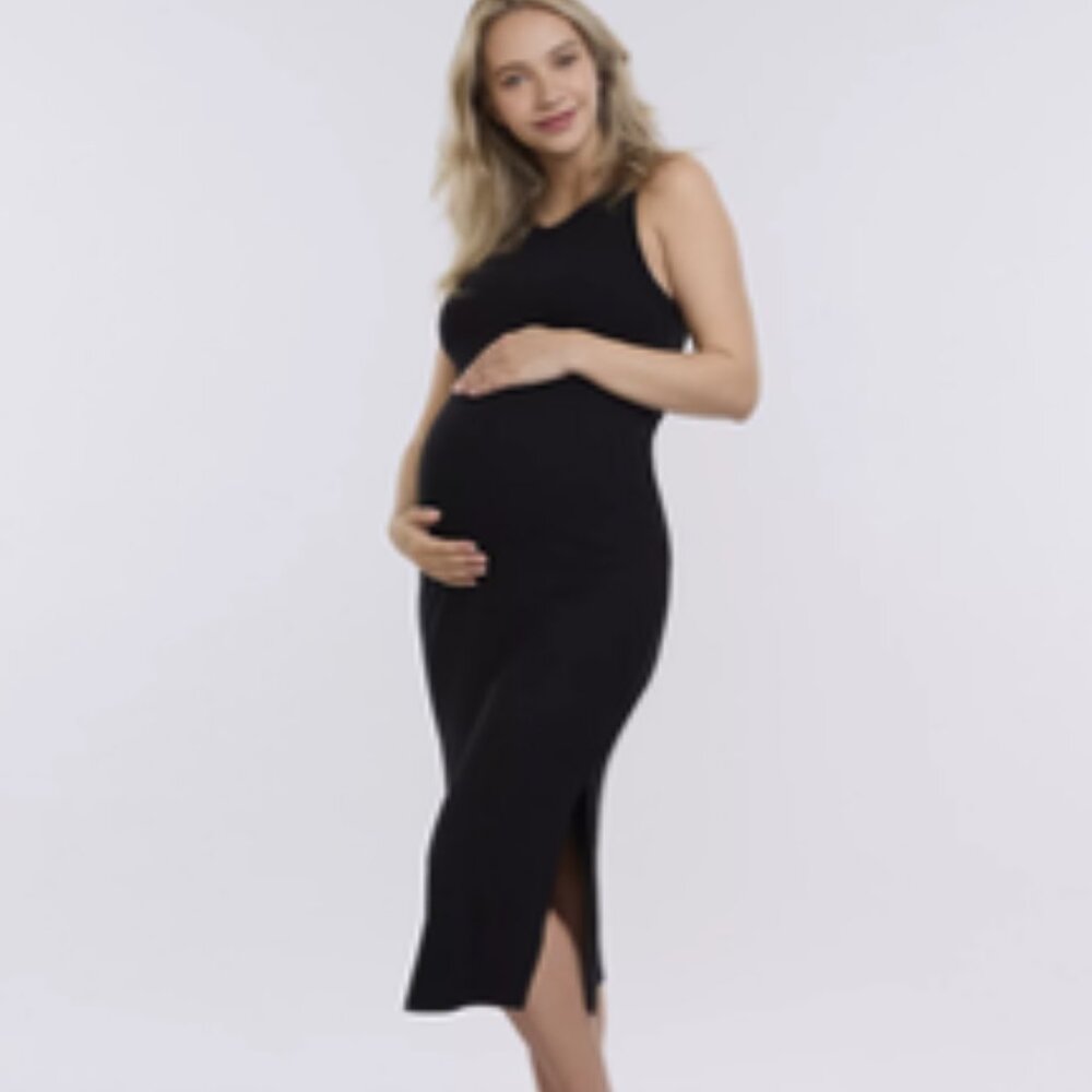 Maternity Motherhood Midi Dress Black